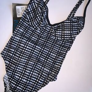 NWT 90s Vintage White, Black & Gray One Piece